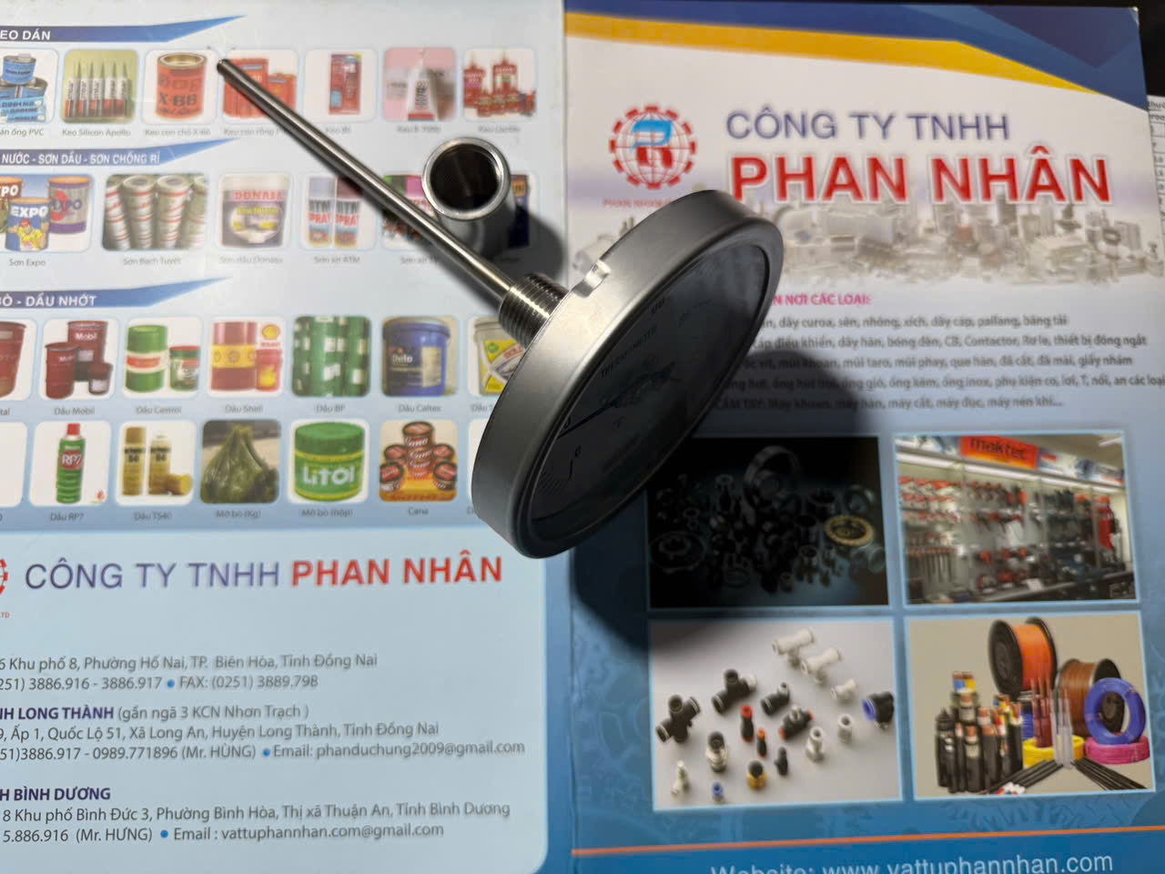 Đồng Hồ Đo Nhiệt Độ Cao Lò Sấy Khô Chân Ren, Đũa Đo Sau.