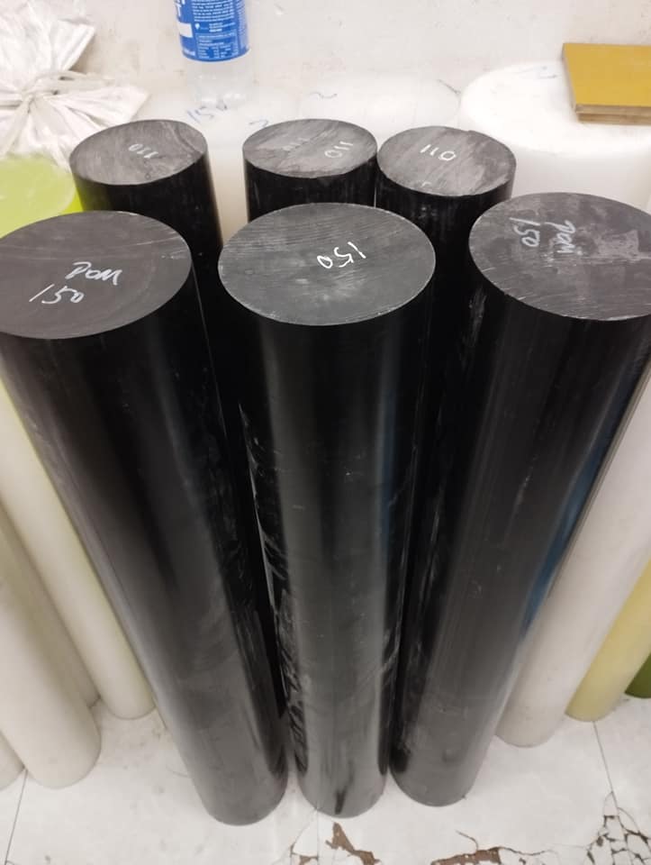 Nhựa POM Cây Tròn Đặc Phi 150 x 1M Màu Đen.